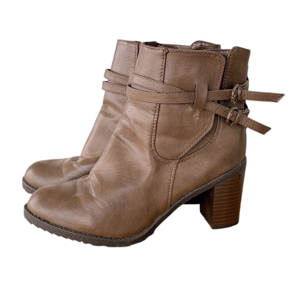 Diba Brown Faux Leather Ankle Heeled Boots